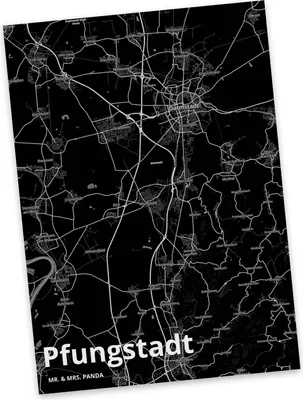 Produktbild von Mr. & Mrs. Panda Postkarte Pfungstadt - Geschenk, bildkarte, Grußkarte, Fotokarte, Postkarten, Stadt Dorf Karte Landkarte Map Stadtplan, Ansichtskarten