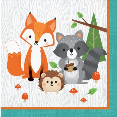 Produktbild von 16 Servietten Waldtiere Papierservietten 33 x 33 cm - Einheitsgröße