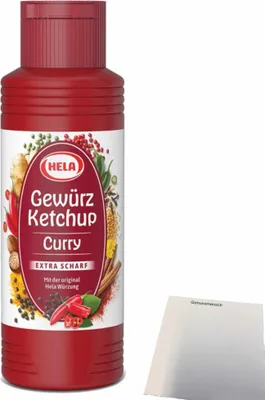 Produktbild von Hela Curry Gewürz Ketchup extra hot (300ml Flasche) + usy Block