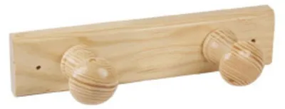 Produktbild von Garderobenstange mit 2 Haken, lackiert, Naturholz, Set mit 6 Stück