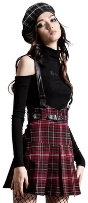 Immagine prodotto di Killstar, gonna mini plissettata - Shadows Suspender, motivo tartan, taglia XS