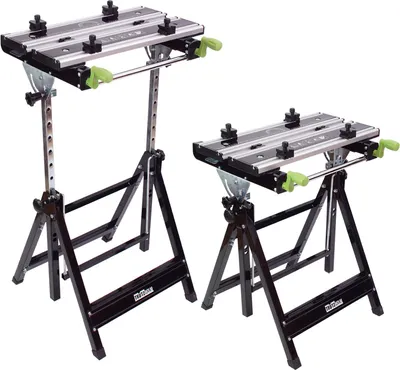 Produktbild von 2 x Werkbank Premium Alu klappbar höhenverstellbar 7 Stufen Werktisch Schnellspanner, bis 90° neigbar