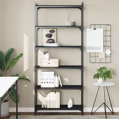 Obrázek produktu pro Knihovna 6 polic černá 80x30x188 cm Materiál na bázi dřeva
