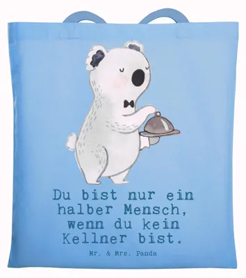 Produktbild von Mr. & Mrs. Panda totebag Kellner Herz - Sky Blue - Geschenk, Spruch, Lustig, Ausbildung, Restaurant, Tote Bag, Einkaufstasche, Shopping Tasche, Schultasche, Laptoptasche