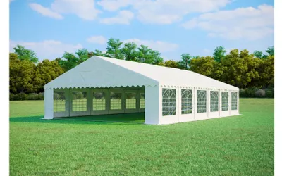 Productafbeelding van Partytent 8x12 m PREMIUM – PVC 500 g/m², brandvertragend, grondframe + dakverstevigingen, tot 192 personen - Wit