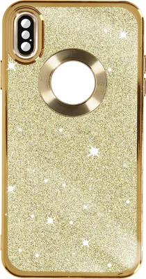 Produktbild von Avizar, Glitzer-Silikonhülle mit Chromumrandung für Apple iPhone XS Max, Gold
