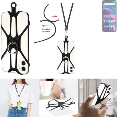 Produktbild von K-S-Trade 3in1 Handykette Handyband Handykordel Halsband Smartphone-Ring Handy-Ring kompatibel mit BLU G91 Max Fingerhalterung Handyring Tischständer