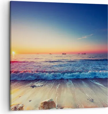 Produktbild von Bild auf Leinwand - Leinwandbild - Meer Strand Welle - 50x50cm - Wand Bild - Wanddeko - Wandbilder - Leinwanddruck - Bilder - Kunstdruck - Wanddekoration - Leinwand bilder - Wandkunst - AC50x50-3613