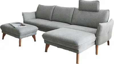 Produktbild von Sofa Genova 248x167 mit motor. Sitzvorzug Grau Füße Eiche