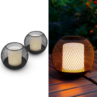 Produktbild von Navaris 2x LED Solar Gartenkerze - Kerzenschein Flackereffekt - Outdoor LED Kerzen Laterne - Garten LED Kerze Set wiederaufladbar - Solarlaterne