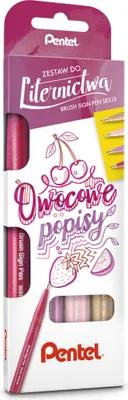 Produktbild von Zestaw 4 pisaków/pędzelków do kaligrafii i liternictwa Owocowe popisy 4 kolory