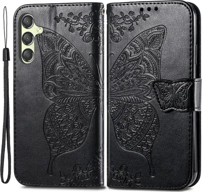 Produktbild von Samsung Galaxy A25 Hülle - Coverup Schmetterling Klapphülle - Schwarz