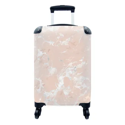 Produktbild von MuchoWow® Koffer Handgepäck Trolley Rollkoffer Kleine Reisekoffer mit 4 Rollen - Marmor - Adern - Weiß - Cabin Size < 55x40x23 cm & 55x40x20 cm - Fotokoffer - Kabinenkoffer - Boardgepäck - Reise-Box - Reisekoffer - Reisegepäck - Koffer mit Bild - Trolley für Kinder