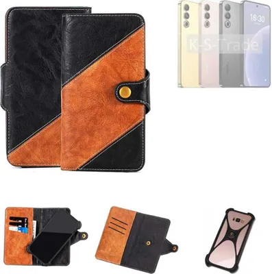 Produktbild von K-S-Trade Handyhülle Schutzhülle Bookstyle Case Wallet-Case kompatibel mit Meizu 20 Handy Cover Bumper Klapphülle schwarz hellbraun 1x