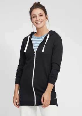 Produktbild von OXMO OXOlinda Long Damen Sweatjacke Kapuzenjacke Hoodie mit Kapuze