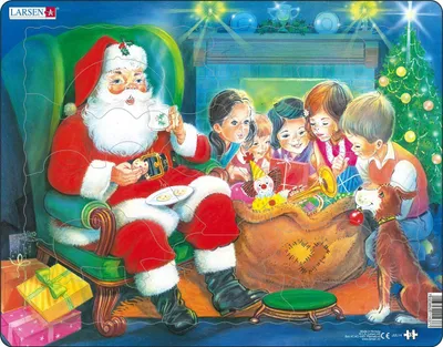Produktbild von Larsen Maxi Puzzle Bescherung für Kinder, 15 Teile, 36,5 x 28,5 cm, 100% recycelbar