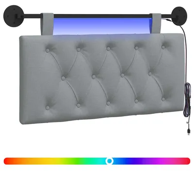 Produktbild von Hängendes Kopfteil Mit LED Licht Hellgrau Stoff