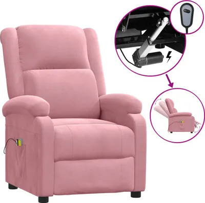 Immagine prodotto di SYFAX™ Poltrona Elettrica Reclinabile Massaggio in Velluto Rosa
