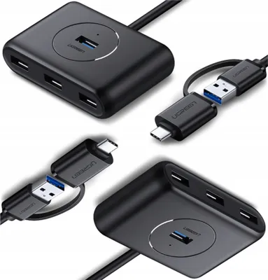 Produktbild von Ugreen Multifunktions-Hub 4W1 Usb-C - 4Xusb 3.0 5Gb/S 1M Langlebig Schwarz