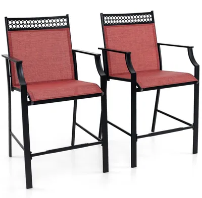 Image de Chaises de jardin – Chaises de terrasse – Chaises de balcon – Hauts chaises – Structure métallique – Séchage rapide – 180 kg – Rouge