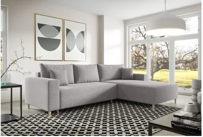 Produktbild von LW-Möbel rohová pohovka Havana L - 290 x 180 cm | PRAVÁ | pohovka v tvare L s funkciou spania a podnožou | vankúše | sivá