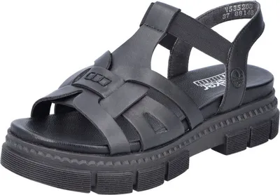 Produktbild von Rieker Damen Sandale Plateau Sandalette Cut-Outs V5352, Größe:41 EU, Farbe:Schwarz