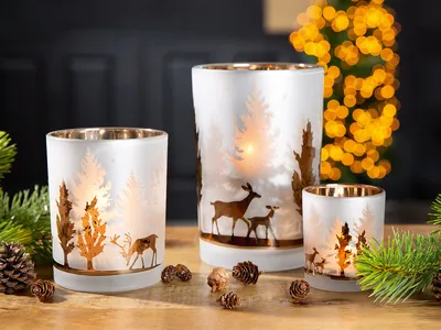 Produktbild von Gilde Glas Windlicht "Winterromantik" VE8 50866