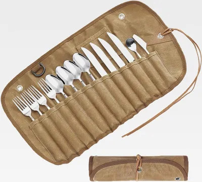 Produktbild von Bestecktasche Camping,Bestecktasche für Unterwegs,Tragbare Bestecktaschen,Besteck Aufbewahrungstasche,Picknick Besteckbeutel,Essstäbchen Löffel Geschirr Organizer Tasche für Picknick (Nur Beutel)