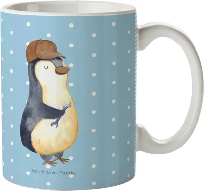 Produktbild von Mr. & Mrs. Panda Kindertasse Wenn Papa es nicht reparieren kann, sind wir am Arsch - Blau Pastell - Geschenk, Pinguin, Kunststoffbecher, Plastikbecher, Papi, Vatertag