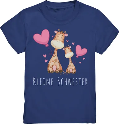Produktbild von Kleine Schwester T-Shirt Giraffe Kleine Schwester Geschenk – Indigo / 134/146 (9-11)