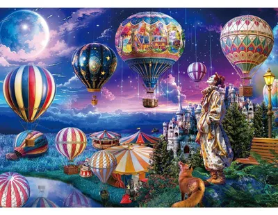 Image de Puzzle de 1000 pièces, thème : Cirque magique avec des ballons, dimensions : 70 x 50 cm