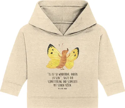 Produktbild von Mr. & Mrs. Panda Organic Baby Hoodie Schmetterling Zitronenfalter 12. - 18. Monat - Natural Raw - Geschenk, Kapuzenshirt, Fakt, Außergewöhnlich, Kapuzensweatshirt, Liebe
