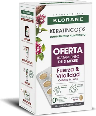 Zdjęcie produktu dla KERATINCAPS kapsułki wzmacniające i rewitalizujące włosy opakowanie 3 x 30 sztuk