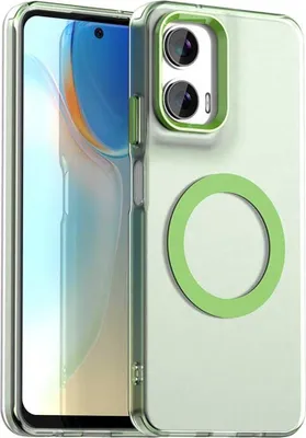 Produktbild von MagSafe Hülle für Motorola Moto G35 - Phonesta HardFrost Semi-Transparent Back Cover - Matt Grün
