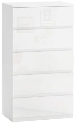 Immagine prodotto di Cassettiera 5 Cassetti Antiribaltamento 55x33x100 cm Bianco Lucido