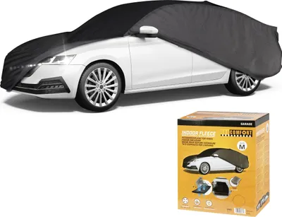 Produktbild von CarComfort Autoplane Indoor, atmungsaktive Autoabdeckung für Innenbereich, lackschonende Auto Abdeckplane & Autogarage mit Staubschutz, inkl. Beutel | Kombi Größe 4: 380 - max. 439 cm Länge schwarz