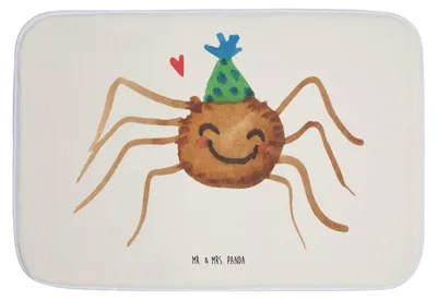 Produktbild von Mr. & Mrs. Panda Badvorleger Spinne Agathe Party - Weiß - Geschenk, Badezimmerteppich, Teppich Bad, Selbstliebe, Glück, Wunder, Motivation, Duschvorleger, Badteppich