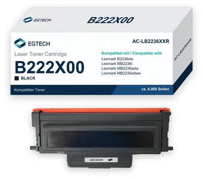 Produktbild von Toner kompatibel mit Lexmark B222X00 Schwarz 6.000 S. B2236dw MB2236i MB2236adw
