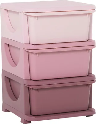 Obrázek produktu pro Dětský úložný prostor - Úložná věž - 3 zásuvky - 37×37×56,5 cm - Od 3 let - Růžová