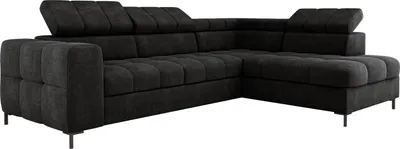 Produktbild von DOMO-HOME Rohová pohovka PABLOS s polohovateľným čelom 279x201cm | Moderná rohová pohovka s funkciou spania a úložným priestorom | Možnosť výberu pravej alebo ľavej strany | Farba čierna Vogue | Pravá