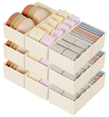 Produktbild von 12-teiliger Schubladenorganizer – beige – für Unterwäsche und Kleidung