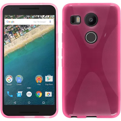Produktbild von PhoneNatic Case kompatibel mit Google Nexus 5X - pink Silikon Hülle X-Style + 2 Schutzfolien