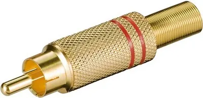 Produktbild von Wentronic Cinch Stecker, Rot - vergoldet mit Knickschutz