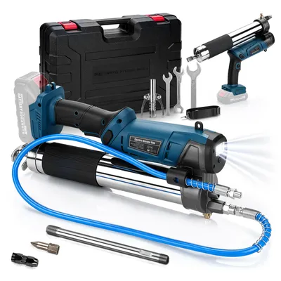 Produktbild von 12000PSI Akku Fettpresse mit LED inkl.Schalter‌, 100cm Schlauch, 3 Mundstück, Bürstenloser Motor, Akku-Kartuschenpistole für Makita Akku 18V ohne Akku