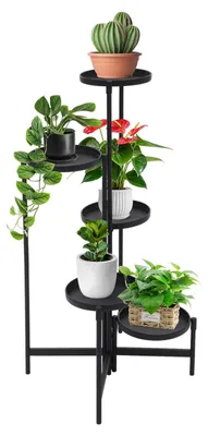 Image de Support à plantes en métal à 5 niveaux, pliable, pour intérieur et extérieur