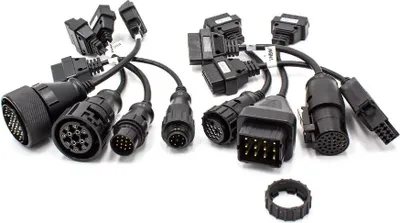 Produktbild von vhbw 8x OBD Adapter auf OBD2 kompatibel mit Mercedes Benz, Renault, Iveco, MAN, Scania, Volvo LKW - 25 cm