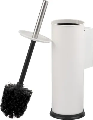 Image de bremermann Garniture de WC avec support mural, porte-brosse WC, porte-brosse WC, rond en inox, blanc