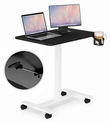 Zdjęcie produktu dla Mobilne biurko 70x48 cm stolik pod laptopa regulacja wysokości 71,5-112 cm czarny blat ModernHome