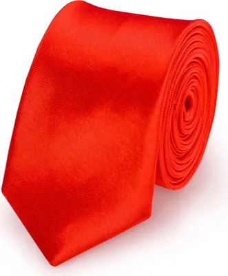 Produktbild von Krawatte Orangerot slim aus Polyester einfarbig uni schmale 5 cm