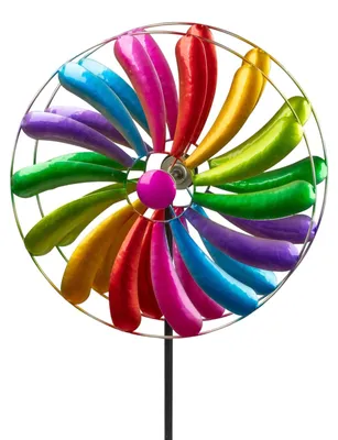 Produktbild von formano Windrad Blume Garten Metall bunt kugelgelagert Windspiel Ø 35cm / 122 cm